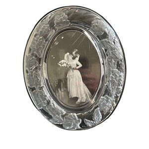 Crystal Frame Clear Signatures VINTAGE Chrysanthemum Glass Oval 5" x 7"